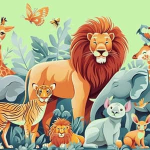 image-animation-enfant-theme-animaux Visuel de la prestation d'anniversaire pour les enfants : thème "animaux".