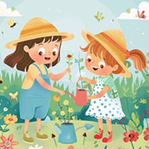 theme-jardinier-en-herbe Illustration d'enfants qui jardinent