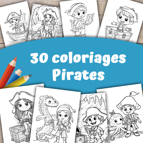 Visuel du produit : pack coloriage du thème des pirates.