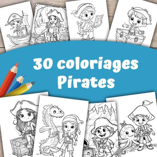 Visuel produit : pack de 30 coloriages du thème pirates